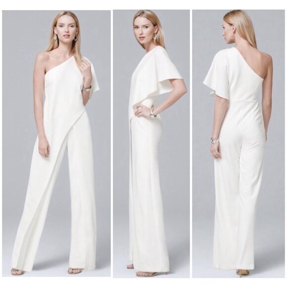 NWT ADRIANNA PAPELL Draped Velvet One-Shoulder Jumpsuit Black Womens 8 - Picture 2 of 12